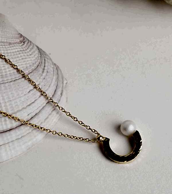 Hilal ve İnci Gümüş Kolye