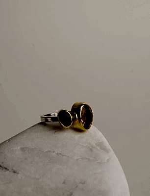 Sitrin ve Kyanit Taşlı Gümüş Yüzük