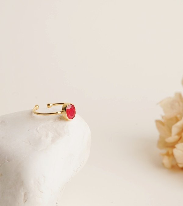 Yakut Taşlı Gümüş Yüzük