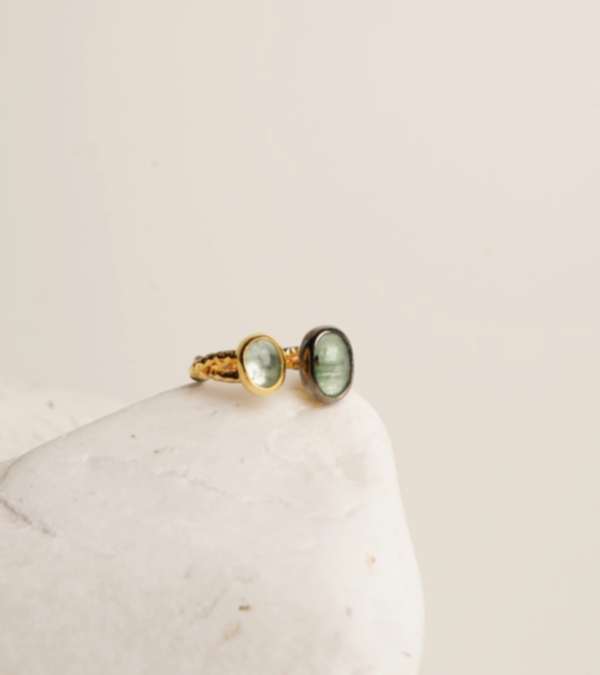 Kyanit ve Akuamarin Taşlı Gümüş Yüzük