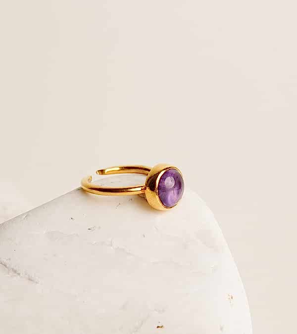 Ametist Taşlı Gümüş Yüzük