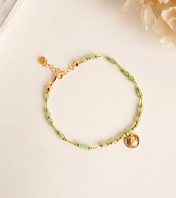 Antik Para Tasarımlı Yeşim Gümüş Bileklik