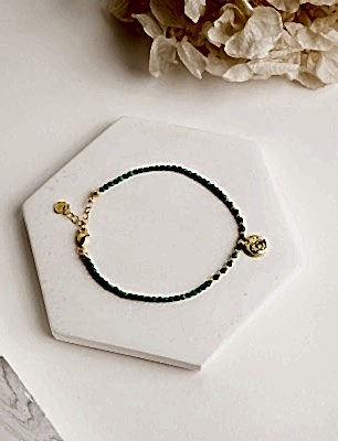 Antik Figürlü Malahit Taşlı Gümüş Bileklik