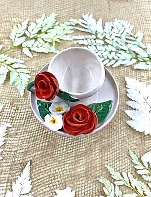 Kırmızı Güller Türk Kahvesi Fincan Set