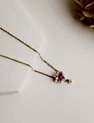 Mineli Çiçek Gümüş Kolye