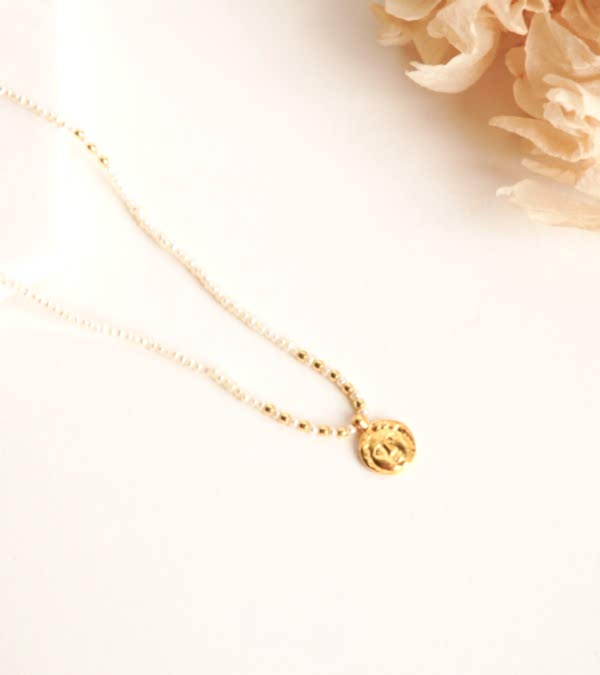 Antik Tasarım İnci Gümüş Kolye