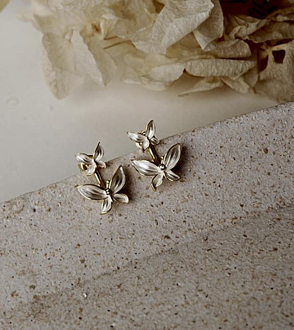 Kelebek Tasarım Gümüş Küpe