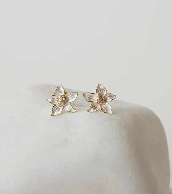 Çiçek Tasarım Gümüş Küpe